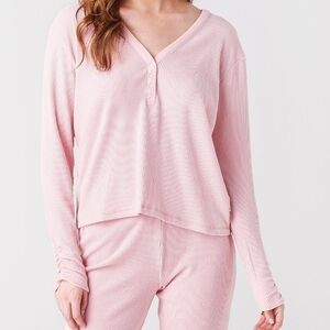 Ugg Maxwell Henley Pink Ribbed Lounge Top